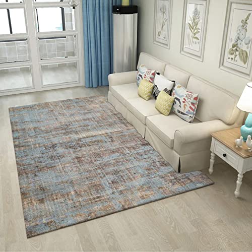 Rururug Teppich Quadratisch Kurzflor 120 x 120 cm Modern Design rutschfest Waschbar Teppiche Korridor Schlafzimmer, Küche, Wohnzimmer,abstrakt beunruhigt blau-braun 120 x 120 cm von Rururug