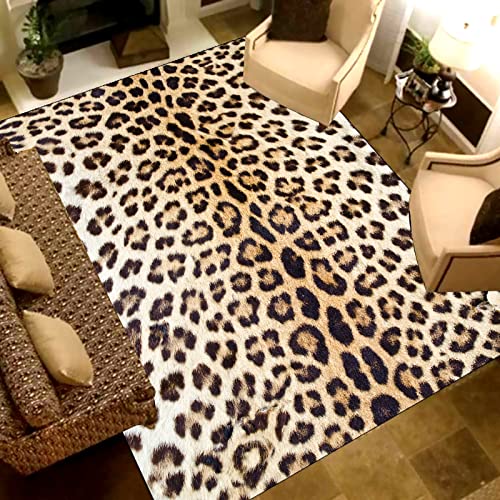 Rururug Wohnzimmer Teppich Kurzflor Modern rutschfest Waschbarer Wohnzimmerteppich Schlafzimmer Esszimmer Teppich brauner Leopard 160 x 230 cm von Rururug