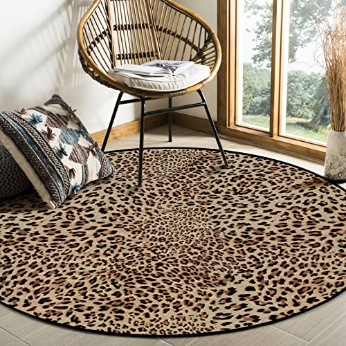 Teppich Rund rutschfest Waschbar Küchenteppich Sexy Leopard für Wohnzimmer Kinderteppiche Flauschige Runden Groß Schutzmatten ø 150CM von Rururug