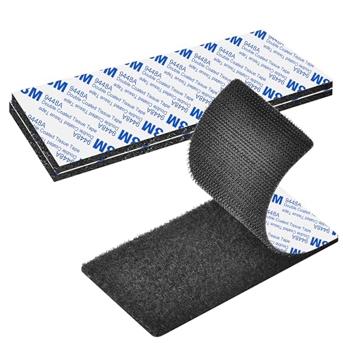 Rusoz Klettband Selbstklebend Extra Stark, 2 Paare Klettverschluss Selbstklebender Schwarz Nylon Klebepads Klett Power Länge 20cm,Breit 10cm Klettbänder für Haus, Büro, Garage von Rusoz