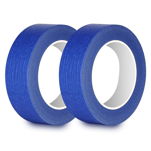 Rusoz Abklebeband Maler 2 Rollen Blau Kreppband Leicht Abnehmbar 30mm x 50m Malerkrepp Beschreibbar Universal Malerband Allzweck Für Malerarbeiten, Renovierungen, Autolack-Maskierung von Rusoz