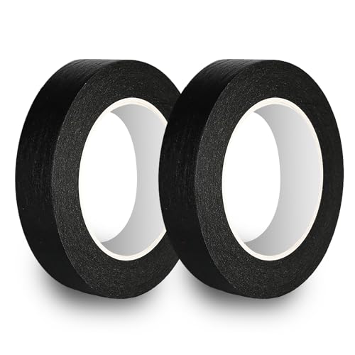 Rusoz Kreppband Schwarz 2 Rollen Malerkrepp 20mm x 50m Abklebeband Maler Automotive Kreppband Leicht Abnehmbar Malerband Für Malerarbeiten, Renovierungen, Autolack-Maskierung von Rusoz