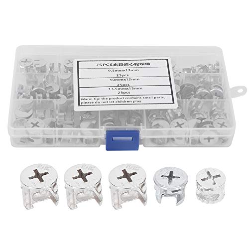 Möbelverbinder 75Pcs Cam Mutter Möbel Exzentrische Rad Mutter-Set 3-In-1 Stecker Verschluss Hardware Werkzeuge cam lock kitchen einpressmuttern für kommode geschirrspüler schubladenboden von Ruspela