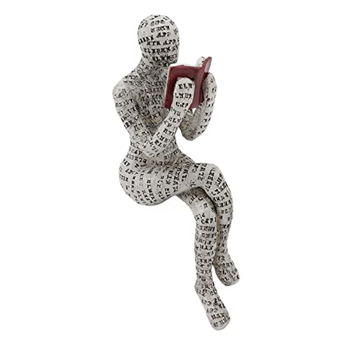 Ruspela Lesende Frau aus Kunstharz, handgefertigte abstrakte Denkskulptur, Innovative Dame, lesende Zellstoffformung, Bücherregal-Ornamente für die Heimdekoration(D) von Ruspela
