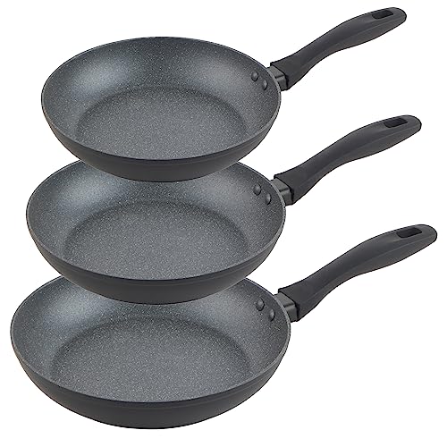 Russell Hobbs COMBO-8692 Frying Pan Set – Non-Stick, Induction Hob Suitable Cooking Pans, Cook With Little or No Oil For Healthy Meals, Soft Grip Handles, Metallic Marble, Strong Forged Aluminium von Russell Hobbs