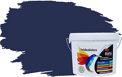 RyFo Colors Seidenlatex Trend Blautöne Nachtblau 6l - bunte Innenfarbe, weitere Blau Farbtöne und Größen erhältlich von RyFo Colors