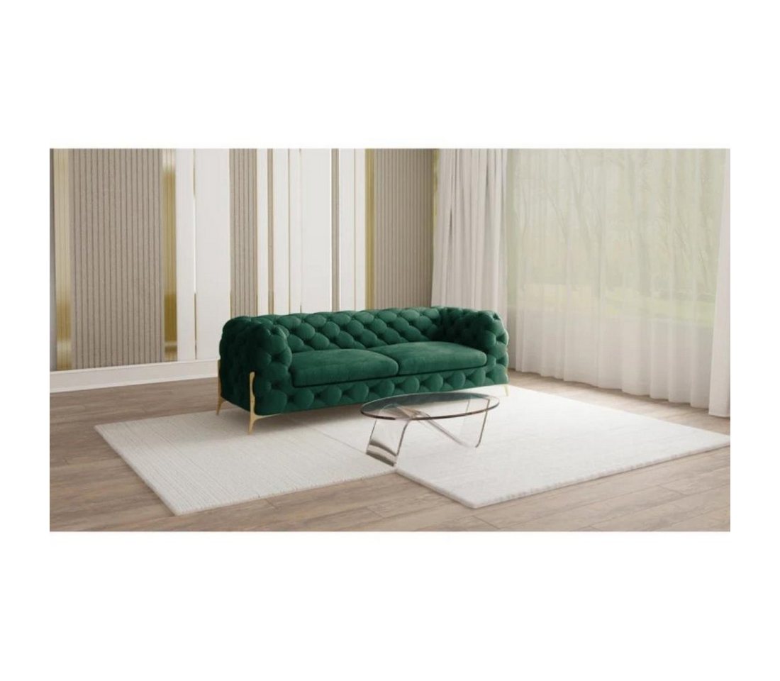 S-Style Möbel 3-Sitzer Ashley Chesterfield Sofa mit Goldene Metall Füßen, mit Wellenfederung von S-Style Möbel