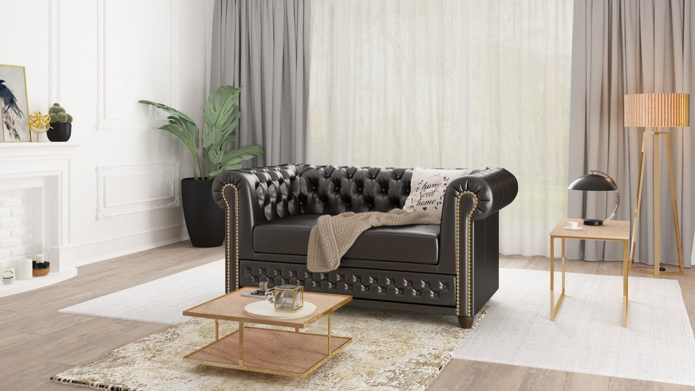 S-Style Möbel 2-Sitzer Jeff Chesterfield Sofa, mit Wellenfederung von S-Style Möbel