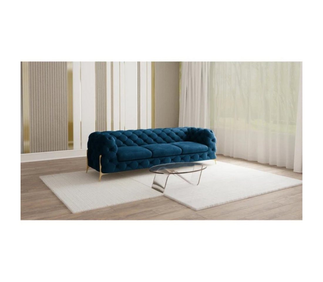 S-Style Möbel 3-Sitzer Ashley Chesterfield Sofa mit Goldene Metall Füßen, mit Wellenfederung von S-Style Möbel
