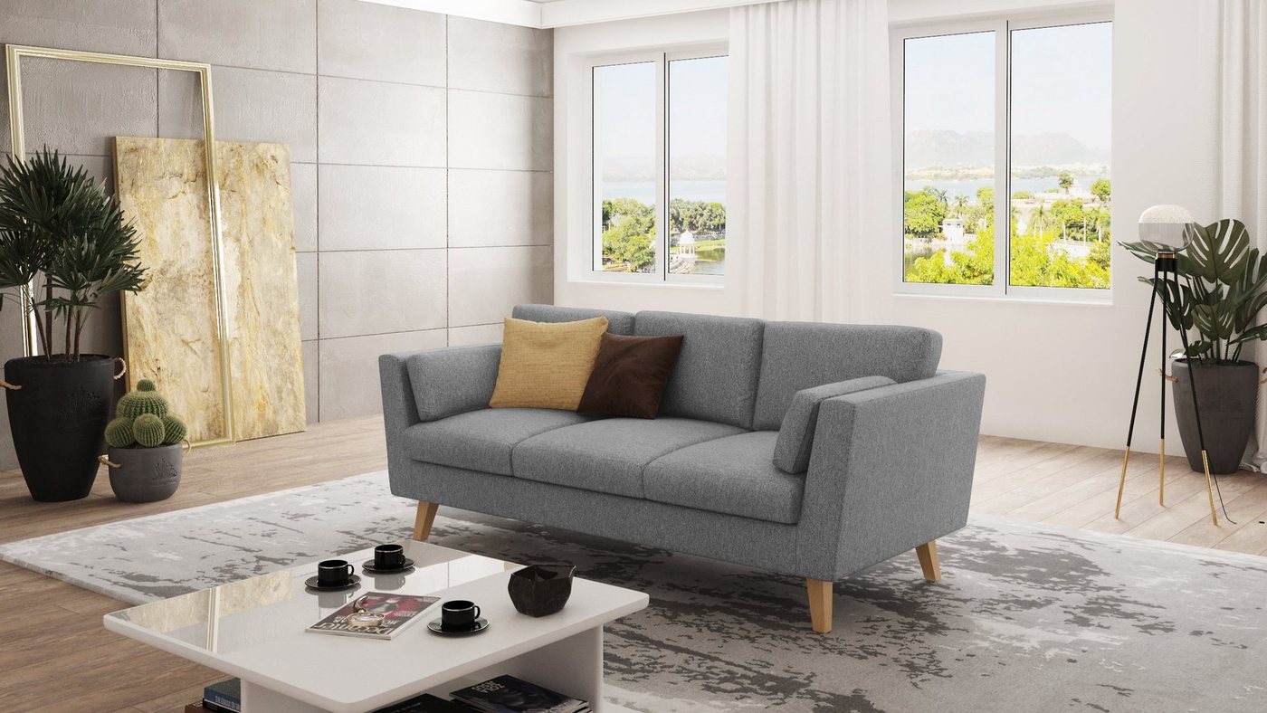 S-Style Möbel 3-Sitzer Sofa Angeles im skandinavischen Design, mit Wellenfederung von S-Style Möbel