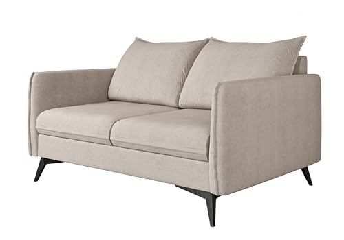 S-Style Möbel Nina Sofa 2-Sitzer Sofa für Wohnzimmer Couch Freistehende Polster Sofas & Couches Couchgarnitur Mit Schwarzen Metallfüßen Beige 138 x 91 x 86 cm von S-Style Möbel