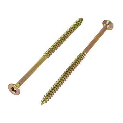 100 Stück Spanplattenschrauben 6,0 x 140 Torx | Teilgewinde - gelb verzinkt | Flachsenkopf | Universalschraube | Schrauben von S&S-Shop