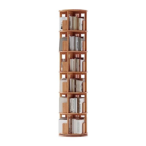 SAAKO 6-stufiges, drehbares Bücherregal, um 360° freistehendes Ausstellungs-Bücherregal, bodenstehendes, stapelbares Regal, Bücherregal, Retro-Bücherregal von SAAKO
