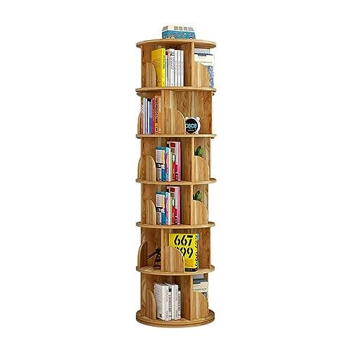 SAAKO Bücherregal Um 360° drehbares Bücherregal aus Holz und Kunststoffbrett, platzsparendes Bücherregal, Bücherregal für Zuhause, Wohnzimmer, Schlafzimmer, Flur solide und stabil von SAAKO