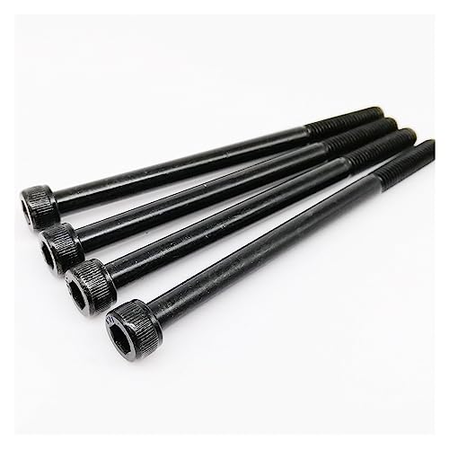 Yjin store 10 Stück M5 schwarzer Stahl der Güteklasse 12.9, verlängerter langer Sechskant-Innensechskant-Kopfschraubenbolzen, halbes Gewinde, L = 30–300 mm (Color : 150mm, Size : M5 10pcs) von SAAKO