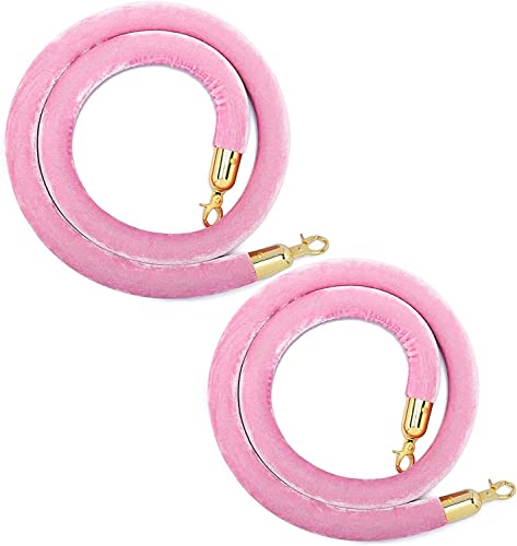 SAFWEL Sperre Absperrgurt Absperrkordel für Roter Teppich, Messen, Grand Openings, 1.2" dick Sichere Steuerung der Crowd Queue Line mit Goldfarbene Haken, 2-Pack (Color : Pink, Size : 1.5m/5ft) von SAFWEL