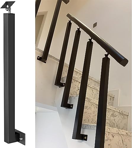 SAFWEL Treppengeländer Geländer Seitlich angebracht, Treppengeländerpfosten für Flur/Pool/Garage, Schwarze quadratische Eisendeck-Geländersäule, 80/85/90/95/100 cm hoch (Color : 20pack, Size : 85cm/ von SAFWEL
