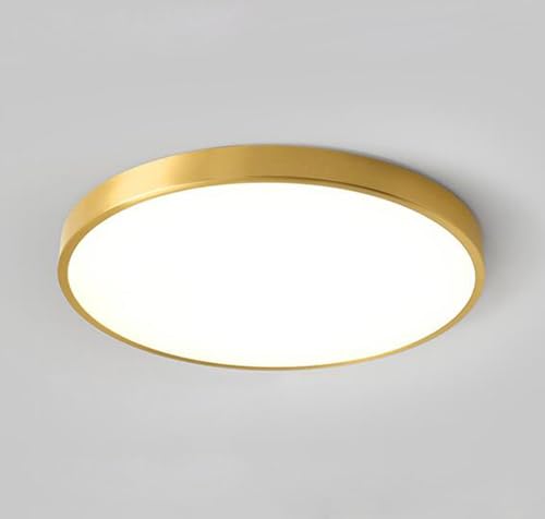 LED Büro Deckenleuchte Gold Runde Wohnzimmerlampe Dimmbar Panel Lampe 50cm Ultradünn Modern Deckenlampe Schlafzimmer Beleuchtung mit Fernbedienung Kronleuchter für Küche Esszimmer Badzimmer Leuchte von SAIVITT