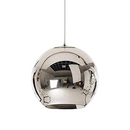 Minimalistisch Kronleuchter Pendelleuchte Esstisch Rund Kugel Design LED E27 Hängelampe für Modern Schlafzimmer Kücheninsel Bar Esszimmer Treppe Loft Elegante Deko Hängeleuchte (Chrom Silber, Ø40cm) von SAIVITT