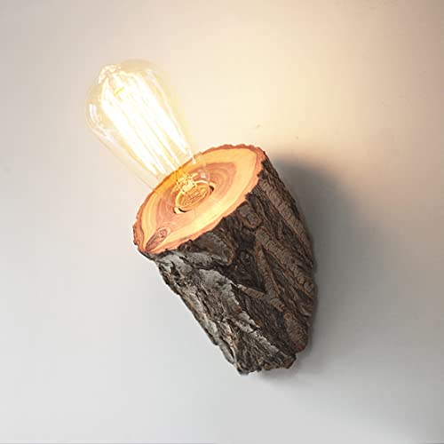 Modern Wandleuchte aus Holz E27 Kreativ Korridor Flur Lampe Retro Vintage Elegante Design Holz Wandlampe für Wohnzimmer Schlafzimmer Esszimmer Arbeitszimmer Cafe Bar Dekorative Innenbeleuchtung, Ø8cm von SAIVITT