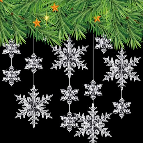 25 Stück Weihnachten Schneeflocken Dekorationen, Acryl Schneeflocken Christbaumschmuck, Schneeflocken Weihnachtsbaum Deko für Party Weihnachtsdeko (25 Stück) von SALADOCY