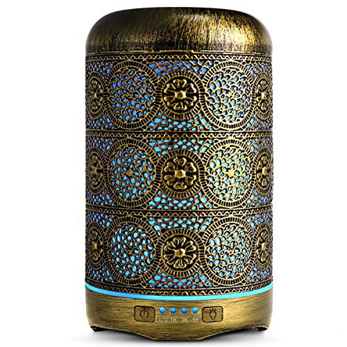 SALKING Aroma Diffuser, 260ml Metall Aromatherapie Diffusor für ätherische Öle, Raumbefeuchter Elektrisch Duftlampe, 7 Farbe Licht Vintage Diffusor für Zuhause Büro Oder Yoga MEHRWEG von SALKING