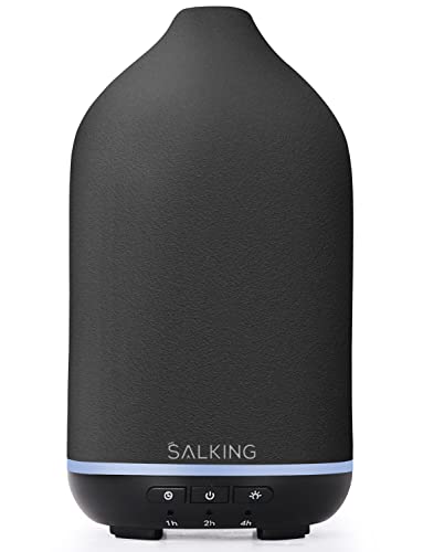 SALKING Aroma Diffuser, Schwarz Keramik Diffusor für Ätherische Öle, BPA-Free Aromatherapie Diffusor mit Einstellbarem Nebelmodus, Automatisch Power-Off Duftlampe für Zuhause Büro Yoga 150ml von SALKING