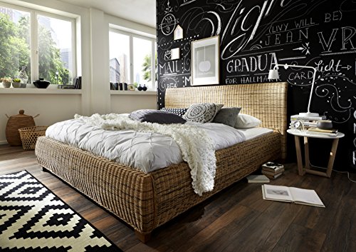 SAM® Rattanbett in dust, natürlicher Look, ausgefallenes Design, angenehmer Liegekomfort, 180 x 200 cm [53257470] von SAM