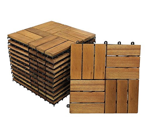 SAM Terrassenfliese 02 Akazienholz, 88er Spar-Set für 8m², 30x30cm, Garten Bodenbelag, Drainage, Klickfliesen von SAM