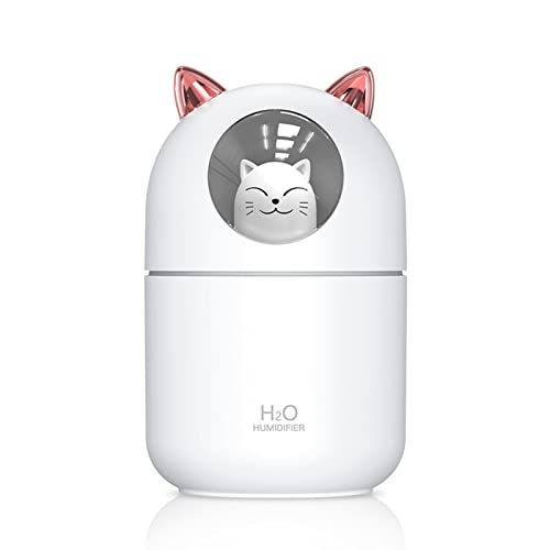 SANON 300ml Luftbefeuchter, luftbefeuchter schlafzimmer mit 2 Spray Mode, Luftbefeuchter Nachtlicht, Cute Cat Shape USB Mini Cool Mist luftbefeuchter kinderzimmer von SANON