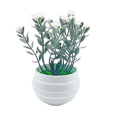 SANWOOD Mini-Bonsai-Kunstpflanzen, Blumen, künstliche Pflanze, verblasst nicht, voller Vitalität, Zierhaus, dekorative künstliche Pflanze für Zuhause, Weiß von SANWOOD