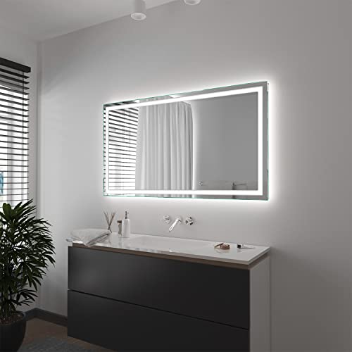 SARAR Wandspiegel mit rundum LED-Beleuchtung 170x80 cm Made in Germany Toulon eckiger Badspiegel Spiegel mit Beleuchtung Badezimmerspiegel von SARAR