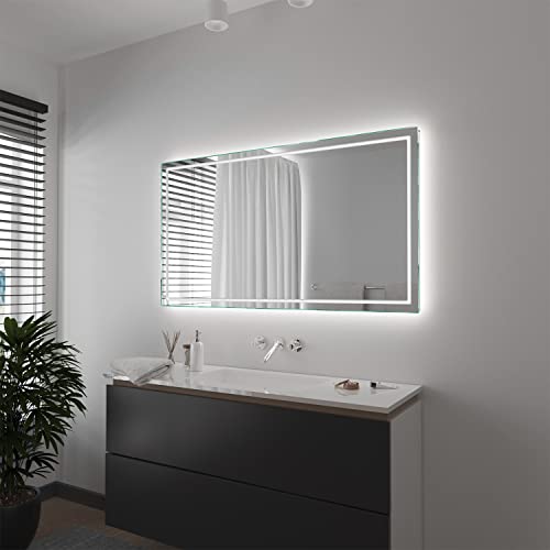 SARAR Wandspiegel mit rundum LED-Beleuchtung 200x100 cm Made in Germany Designo MA4114 Eckiger Badspiegel Spiegel mit Beleuchtung Badezimmerspiegel nach-auf Maß von SARAR