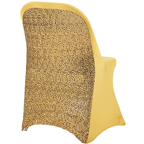 RCZ Decor 10597us Stuhlhusse, faltbar, glitzernd, Pailletten, Spandex, 44 x 77 cm, Goldfarben, 1 Stück von SARO LIFESTYLE