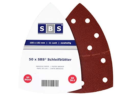 SBS Schleifblätter | 105 x 152mm | Korn 80 | 50 Stück | für Multischleifer Prio von SBS