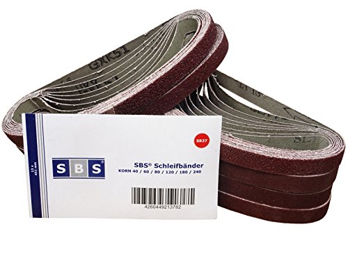 SBS Schleifbänder Mix | 13x451mm | 96 Stück | je 16 St. # 40,60,80,120,180,240 von SBS