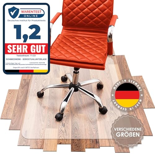 SCHMIEDWERK Bürostuhl Unterlage versch. Größen - Bodenschutzmatte für Schreibtischstuhl rutschfest in transparent milchweiß | Made in Germany (120x145cm) von SCHMIEDWERK