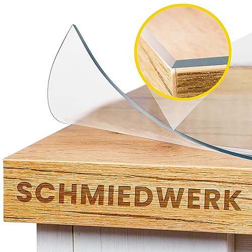 SCHMIEDWERK Tischschutz transparent nach Maß in 2mm mit Wohlfühlkante - glasklare Folie - Schutzfolie für Möbel - Tischfolie Made in Germany - Tischschutzmatte (100x250cm) von SCHMIEDWERK