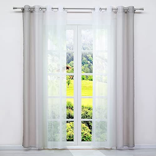 SCHOAL Gardinen mit Ösen Transparente Vorhänge Voile Gardinenschal Fensterschal Modern Farbverlauf 2 Stück BxH 140x245cm Braun von SCHOAL