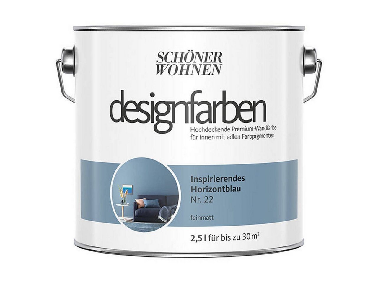 SCHÖNER WOHNEN FARBE Wand- und Deckenfarbe Inspirierendes Horizontblau Nr. 22, Tropf- und spritzgehemmt, Konservierungsmittelfrei von SCHÖNER WOHNEN FARBE