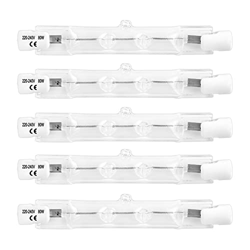 R7S Halogen Leuchtmittel 78MM 80W Dimmbar, 220-240V, 1400LM Warmweiß 2700K, Halogen R7S 78MM für Flutlichter, Sicherheitslichter, Landschaftsbeleuchtung, 5 Stück von SCNNC