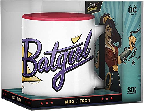 SD Toys Becher mit Batgirl Baseball Motiv, Keramik, Weiß und Rot, 10 x 14 x 12 cm von SD TOYS