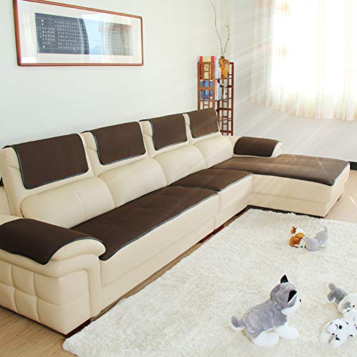 SDAMAIDENGDING Dick Sofa Abdeckung Für Ledersofa, rutschfeste Sofa Schutz Sofa Schonbezug Sofa Atmungsaktive Sofa Zu Werfen Sichern Und Armlehne Separat Erhältlich -Dunkelbraun 50x150cm(20x59inch) von SDAMAIDENGDING