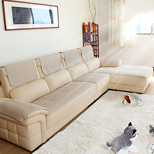 SDAMAIDENGDING Dick Sofa Abdeckung Für Ledersofa, rutschfeste Sofa Schutz Sofa Schonbezug Sofa Atmungsaktive Sofa Zu Werfen Sichern Und Armlehne Separat Erhältlich -beige 70x210cm(28x83inch) von SDAMAIDENGDING