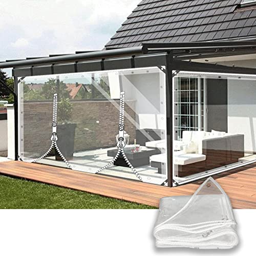 Transparente Plane mit ösen 3 * 4m Abdeckplane mit Reißverschluss 0.35mm Pflanzenschutz Regen-Vorhänge PVC Glas Klare wasserdichte Tarps Schutzplane Allzweckplane als Türvorhang Kunststoffplane von SDLLG