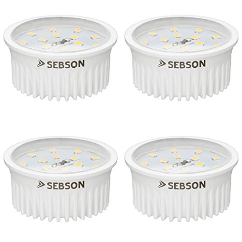 SEBSON® LED Modul 5W ultra flach ø50x26mm für Einbaustrahler, warmweiß 3000K, 400lm, 230V, ersetzt GU10 MR16 Leuchtmittel, 4er Pack von SEBSON