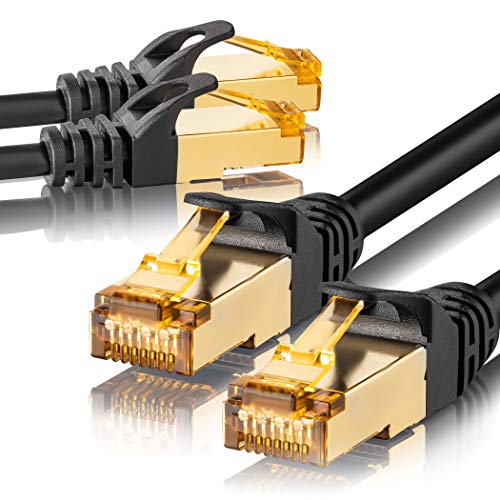 SEBSON Ethernet LAN Kabel 3m - 2er Set - CAT 7 Netzwerkkabel 10 Gbit/s, S-FTP Patchkabel RJ45 - Router, PC, TV, NAS, Spielekonsolen von SEBSON