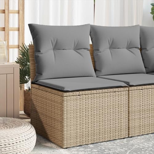 SECOLI Gartensofa mit Stauraum Rattan Sofa Garten-Ecksofa Lounge Sofa Outdoor Kleines Balkon Sofa Balkonmöbel Rattansofa Polyrattan Gartenmöbel Set Balkon Lounge Garten Loungesofa Beige von SECOLI