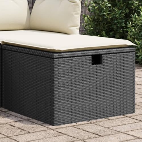 SECOLI Gartensofa mit Stauraum Rattan Sofa Gartenhocker Lounge Sofa Outdoor Kleines Balkon Sofa Balkonmöbel Rattansofa Polyrattan Gartenmöbel Set Balkon Lounge Garten Loungesofa Schwarz-2 von SECOLI