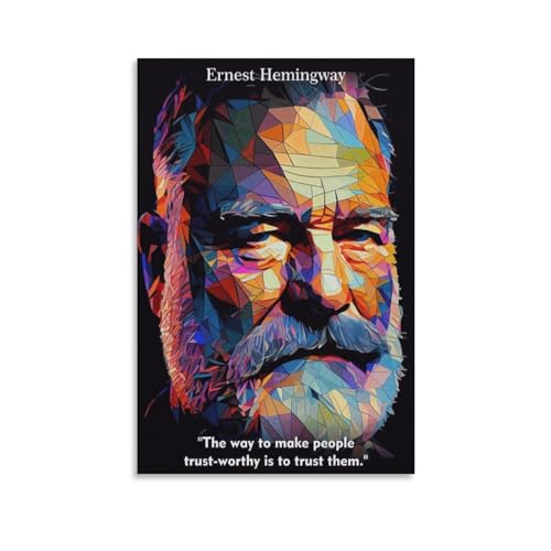 SECOLI Leinwandposter mit Motivationszitaten von Ernest Hemingway, hochauflösender Druck für Zuhause, Büro, Wandkunst, Deco, 30 x 45 cm, ungerahmt von SECOLI